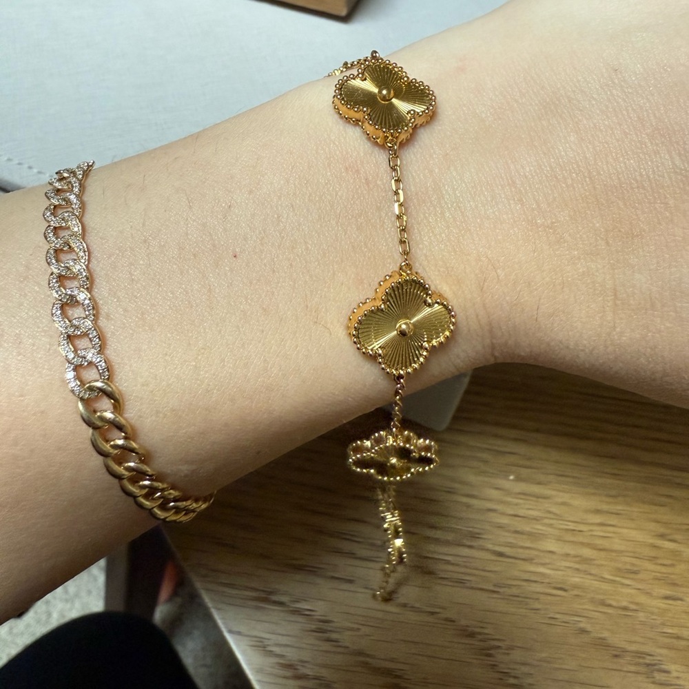 5 Motif Gold Plated Bracelet